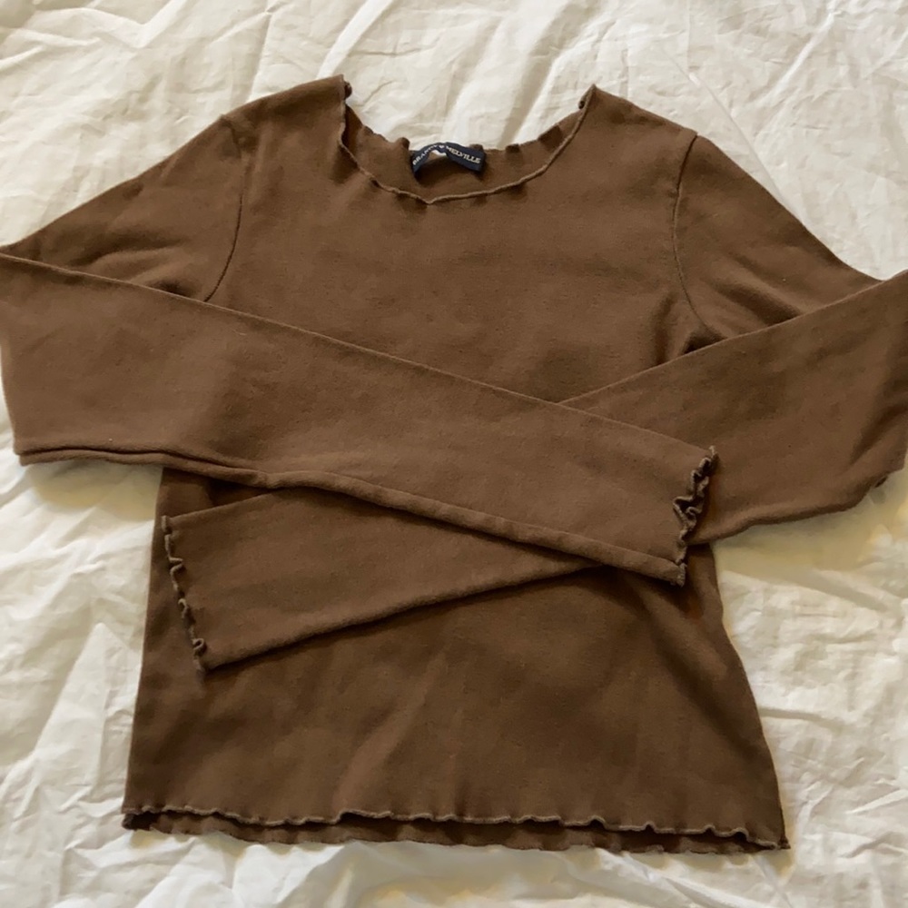 Brown lettuce lined long sleeve
